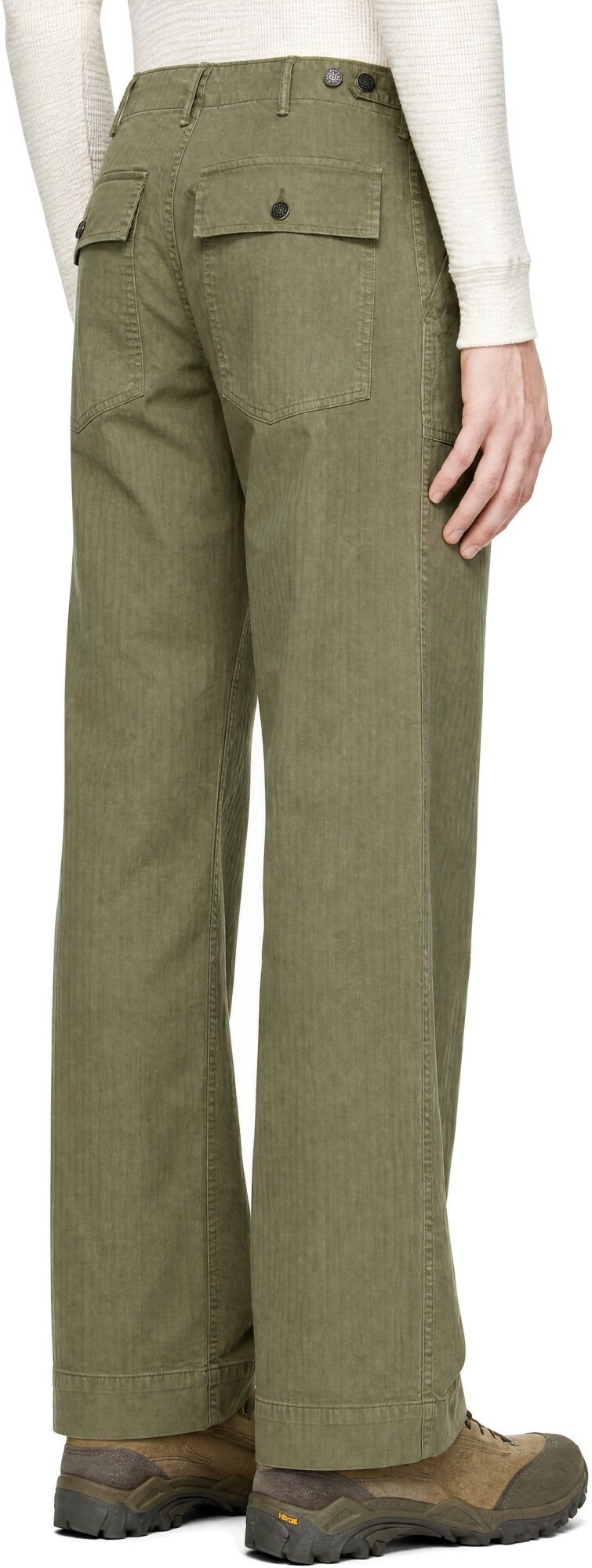 RRL Khaki Herringbone Utility Trousers