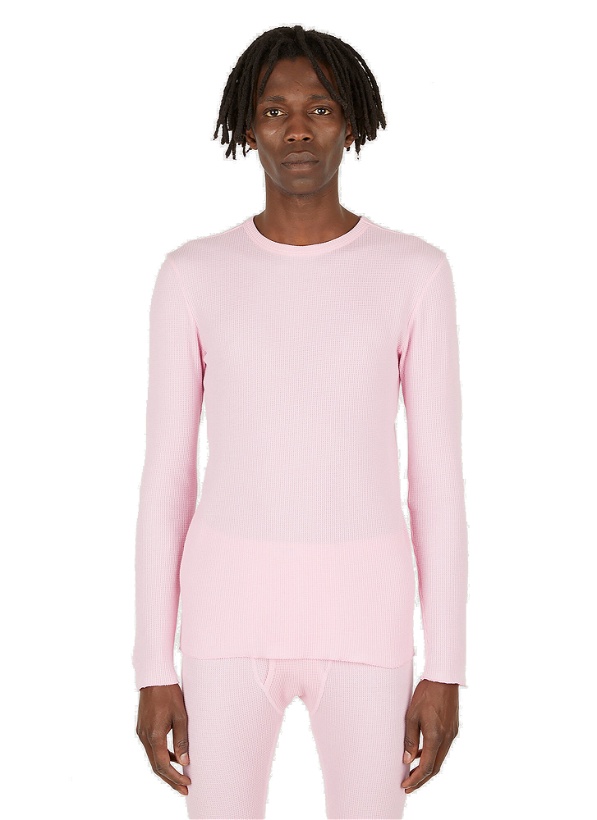 Photo: Waffle Knit Long Sleeve T-Shirt in Pink