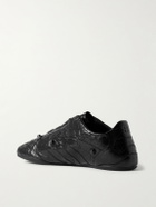 Balenciaga - City Studded Cracked Leather Sneakers - Black