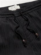 SMR DAYS - Malibu Striped Bamboo and Cotton-Blend Drawstring Trousers - Black