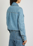 Balmain Cropped Denim Jacket Light Blue