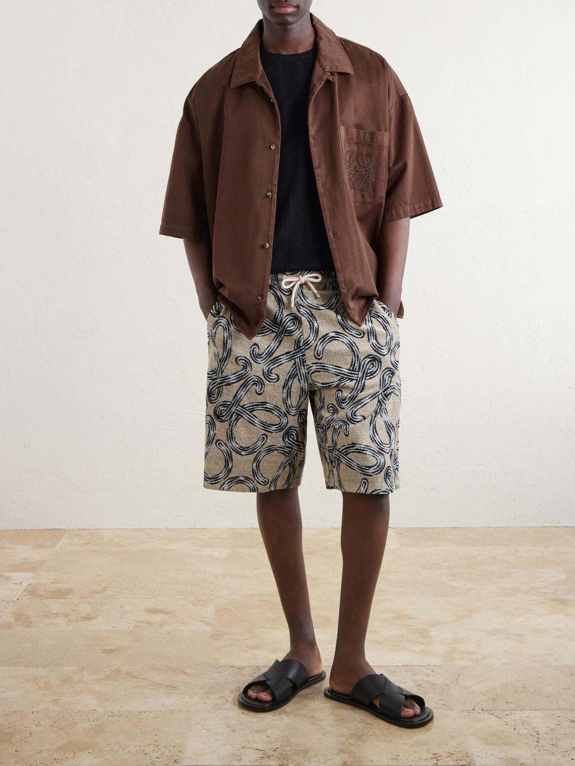 LOEWE - Paula's Ibiza Straight-Leg Printed Cotton-Blend Shorts - Neutrals