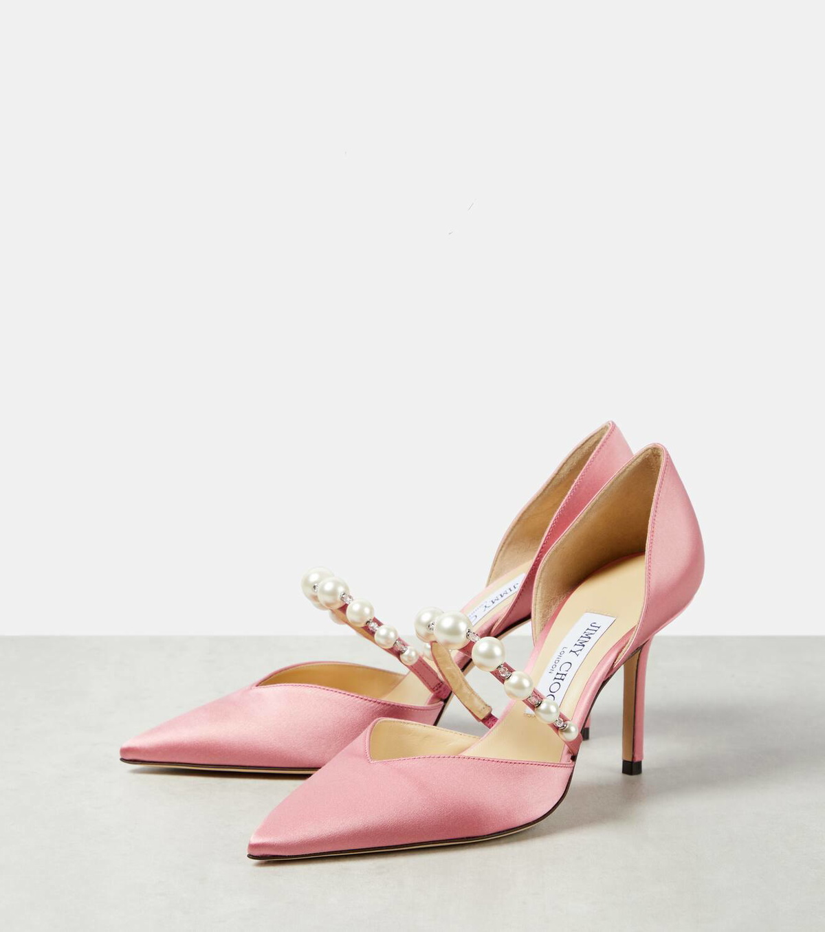 JIMMY CHOO ピンク リボン ハイヒール 36 Aurelie 85 embellished satin pumps in pink - Jimmy Choo