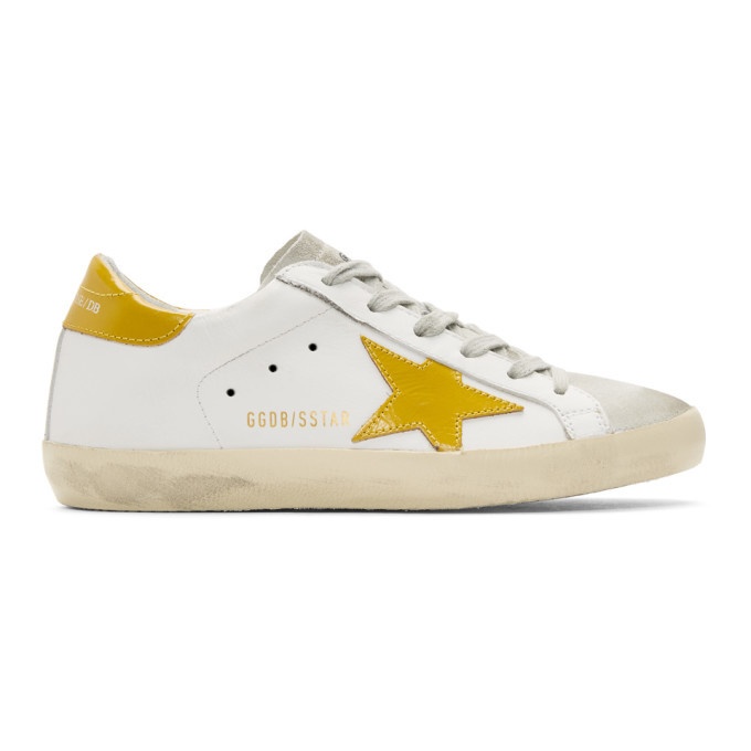 Golden Goose White and Yellow Superstar Sneakers Golden Goose 