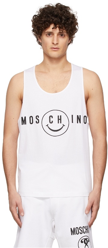 Photo: Moschino White Smiley Edition Logo Tank Top