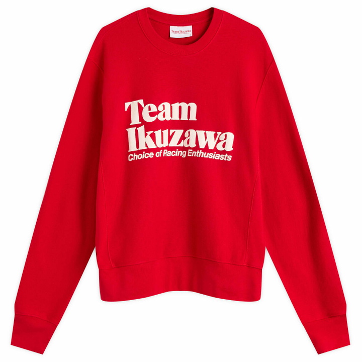 Photo: Team Ikuzawa Men's Elbow Patch Logo Sweatshirt in Red