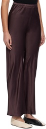 Silk Laundry Brown Bias-Cut Lounge Pants