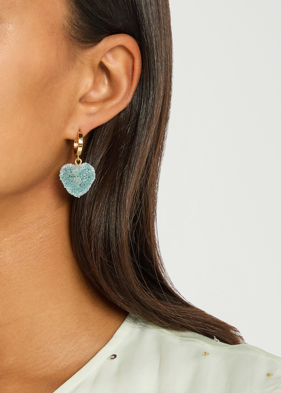 Crystal Haze Jelly Heart 18kt Gold-plated Hoop Earrings - Blue - One Size