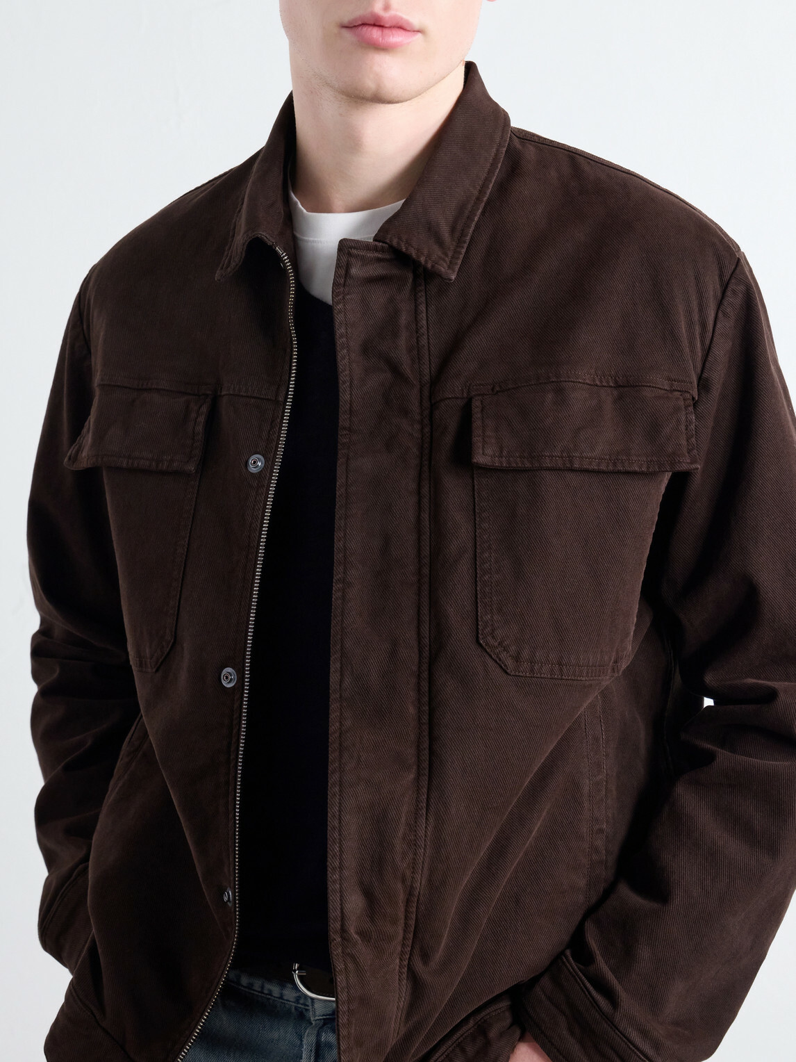Altea - Godfrey Padded Garment-Dyed Stretch-Cotton Twill Overshirt - Brown