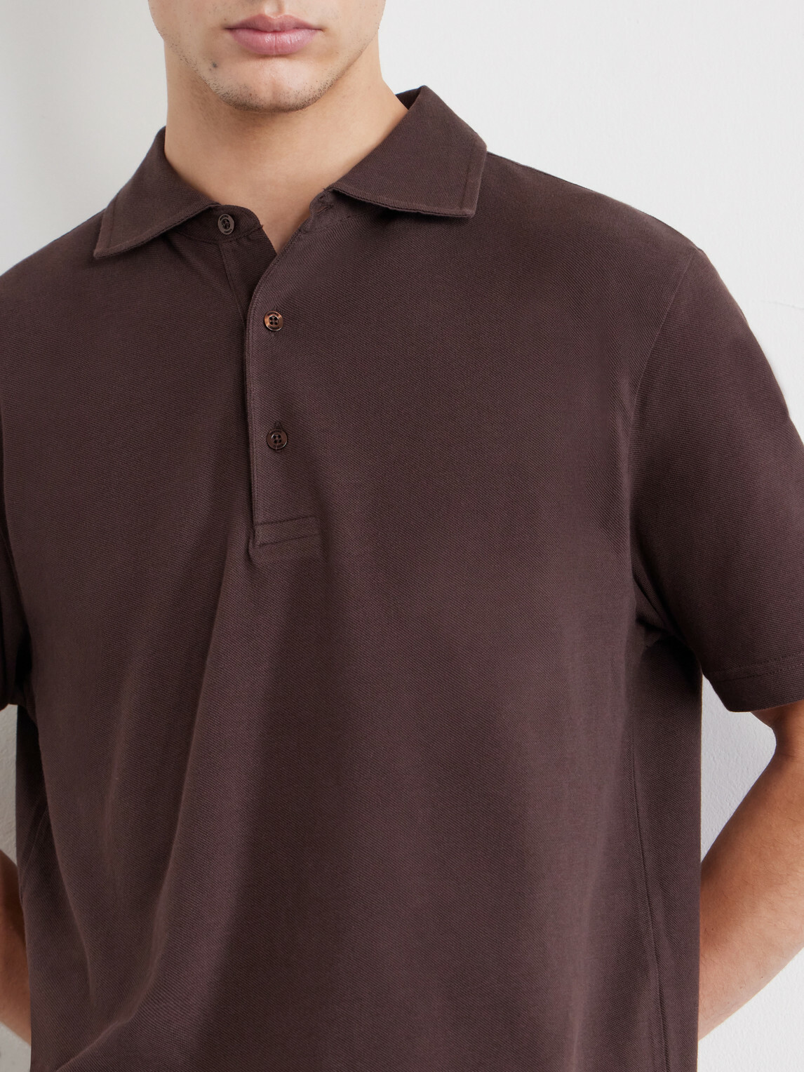 Frescobol Carioca - Luca Organic Cotton Piqué Polo Shirt - Brown