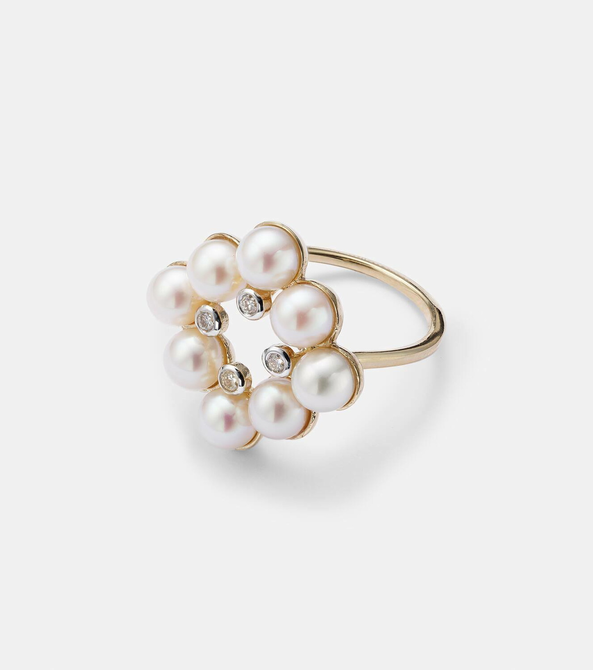 Mateo Cluster 14kt gold ring with pearls and diamonds
