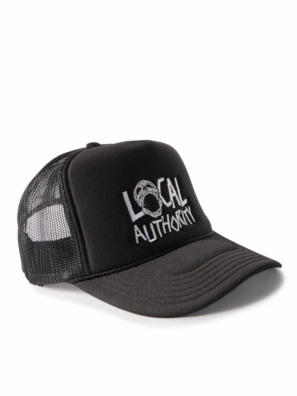 Local Authority LA - Skull O Logo-Embroidered Cotton-Blend Canvas and Mesh Trucker Cap