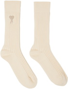 AMI Paris Off-White Ami de Cœur Socks