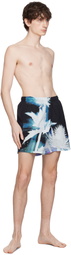McQueen Black & Blue Lightleak Thistle Swim Short