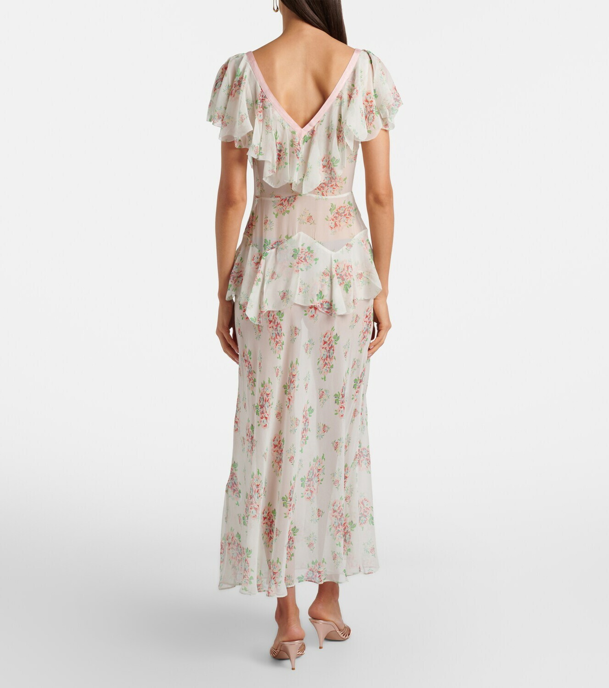 Dôen Amelisse floral silk georgette maxi dress