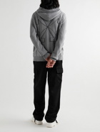 Off-White - Intarsia Cotton-Blend Zip-Up Hoodie - Gray
