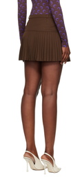 Marine Serre Brown Virgin Wool Stretch Twill Miniskirt