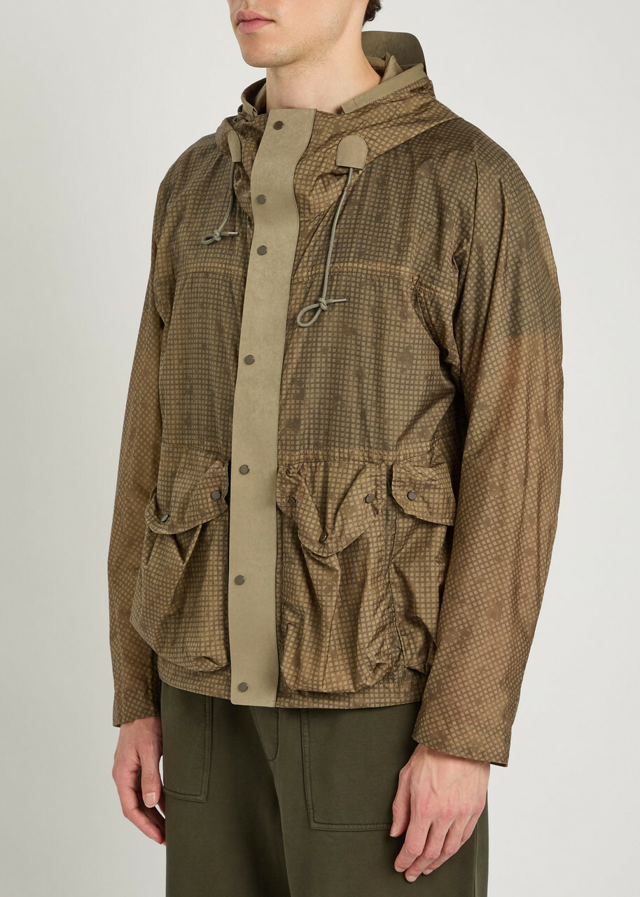 Ten C Skye Checked Hooded Shell Jacket Brown