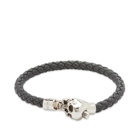 Alexander McQueen Men's Skull Leather Bracelet in Black