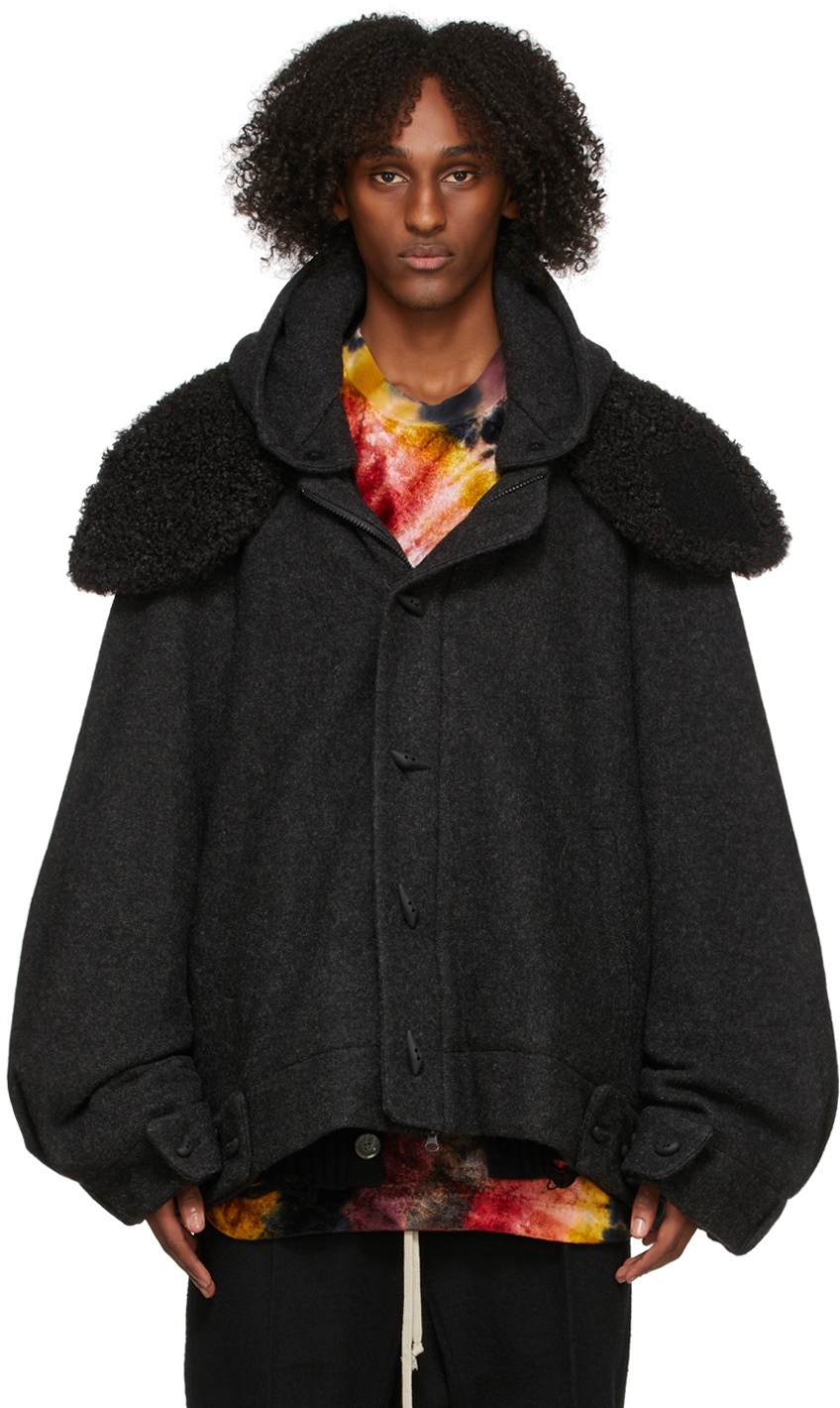 Hyein Seo Black Wool Hooded Jacket Hyein Seo