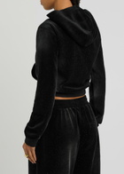 Alexanderwang.t Faded Crystal-embellished Hooded Velour Sweatshirt Black
