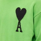 AMI Men's Large A Heart Crew Knit in Neon Vert/Black