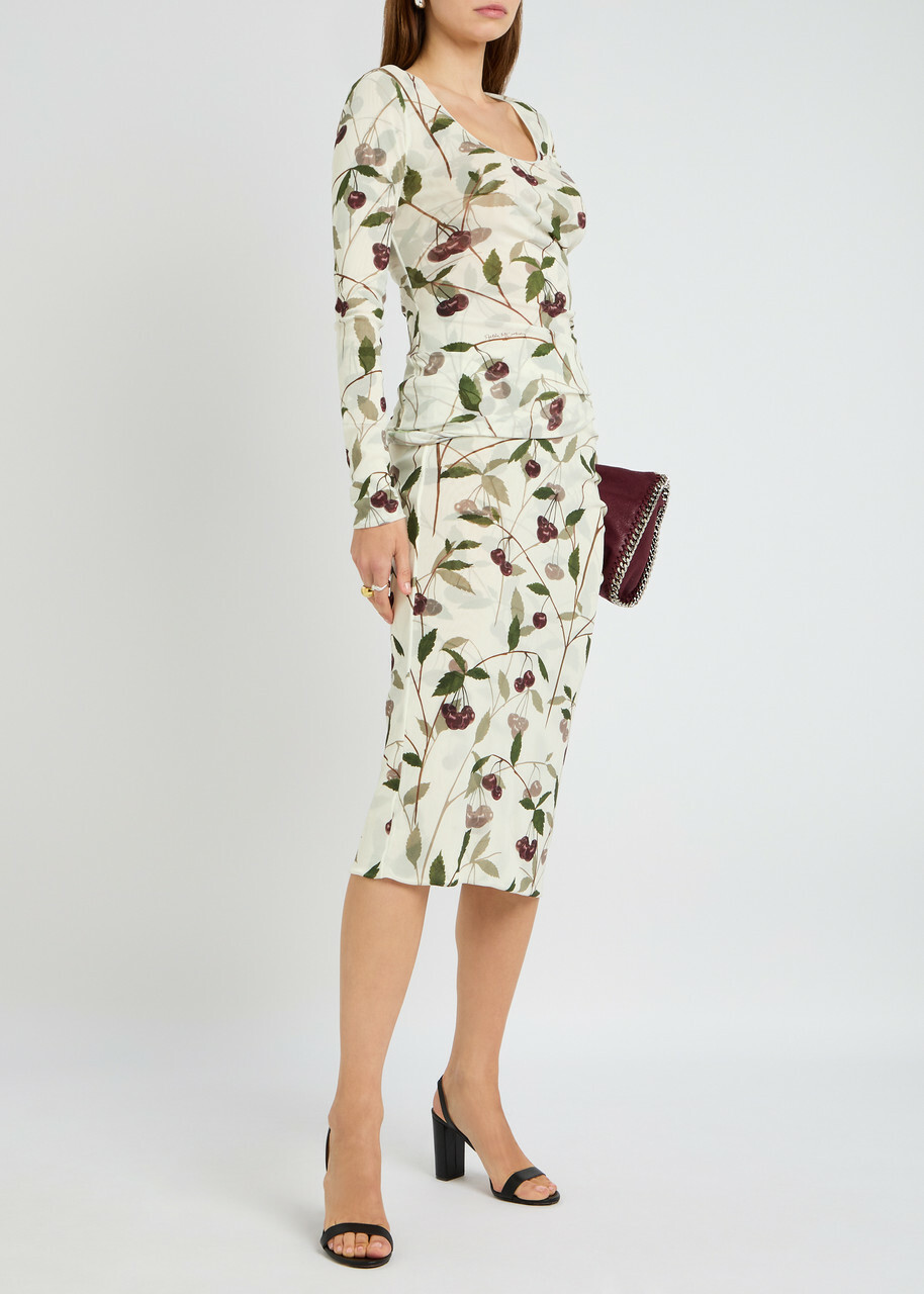 ★STELLA McCARTNEY直営店★チェリー メッシュ ミディドレス Stella Mccartney Cherry Print Mesh top Cream Stella McCartney