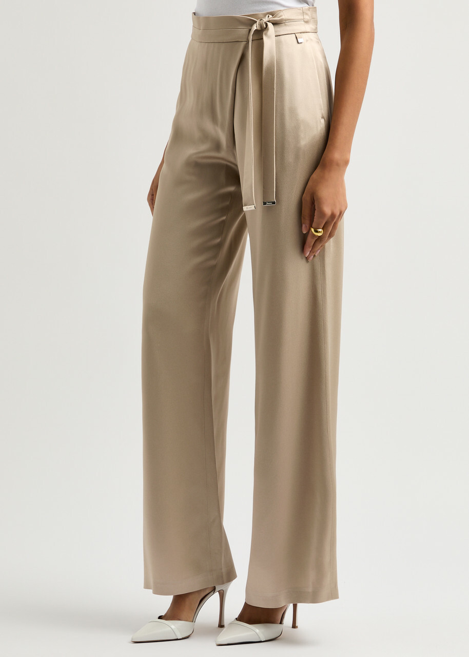 Herno Wrap-effect Satin Trousers Cream