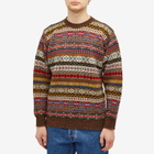 Jamieson's of Shetland Men's Fair Isle Crew in Brown