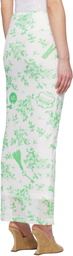 Moschino Jeans Green & White Floral Print Mesh Maxi Skirt