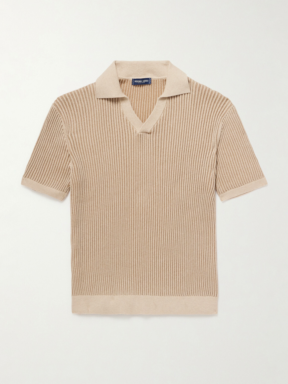 Frescobol Carioca - Rino Ribbed-Knit Cotton-Blend Polo Shirt - Neutrals