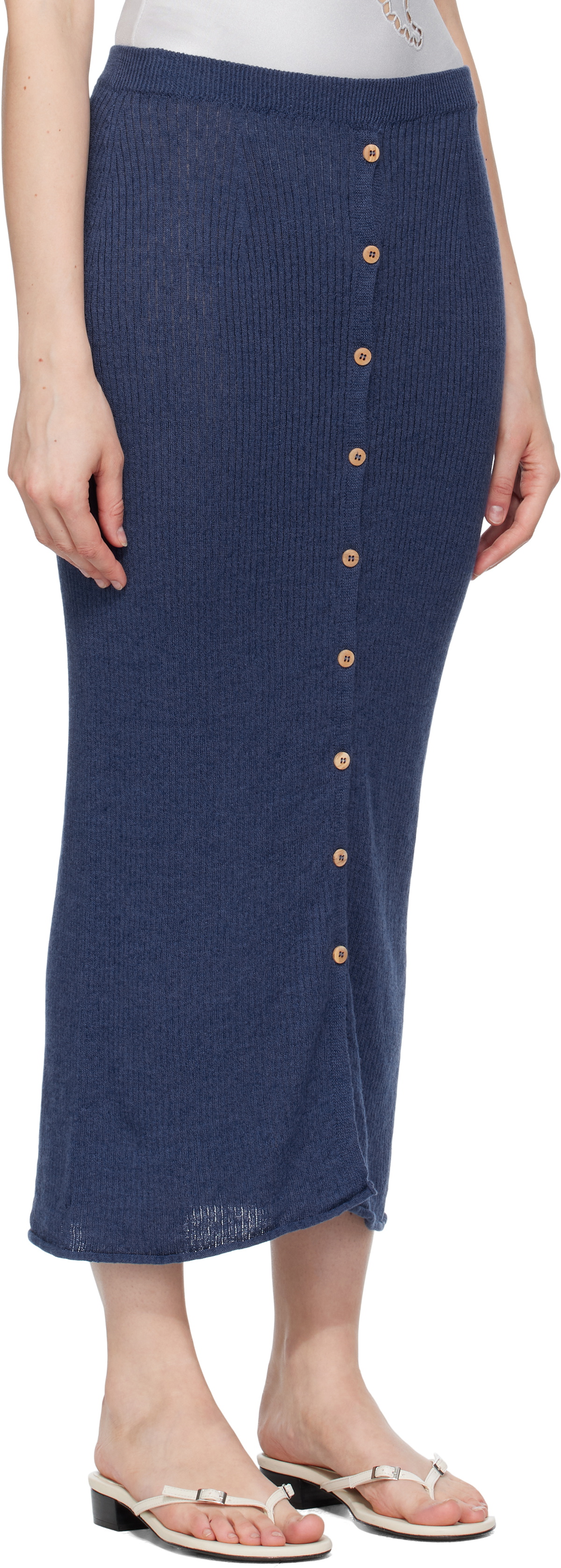 Baserange Blue Drip Midi Skirt