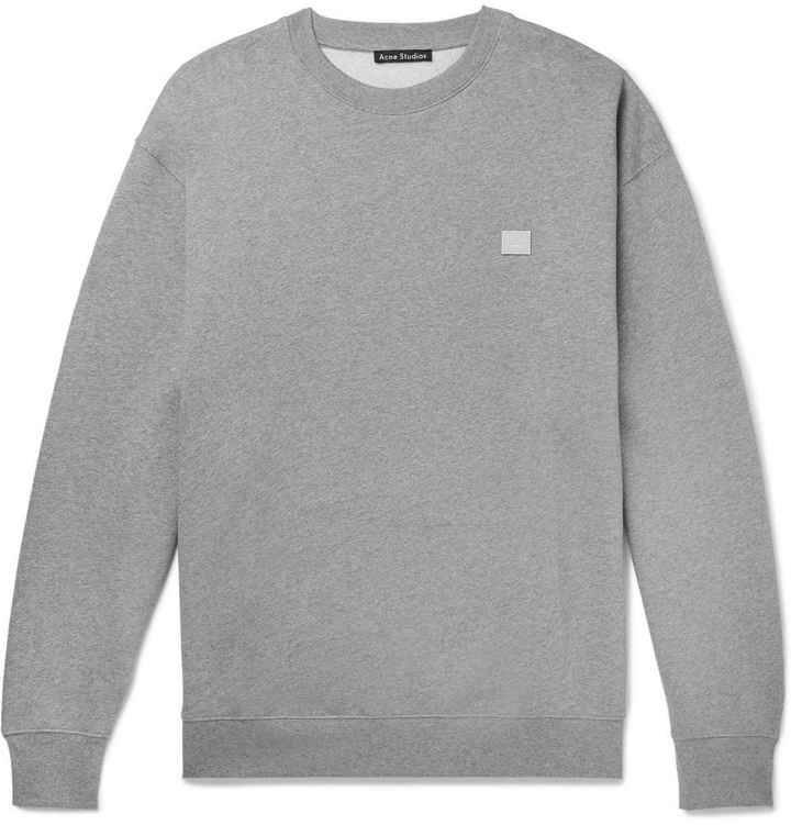Photo: Acne Studios - Forba Logo-Appliquéd Mélange Loopback Cotton-Jersey Sweatshirt - Gray