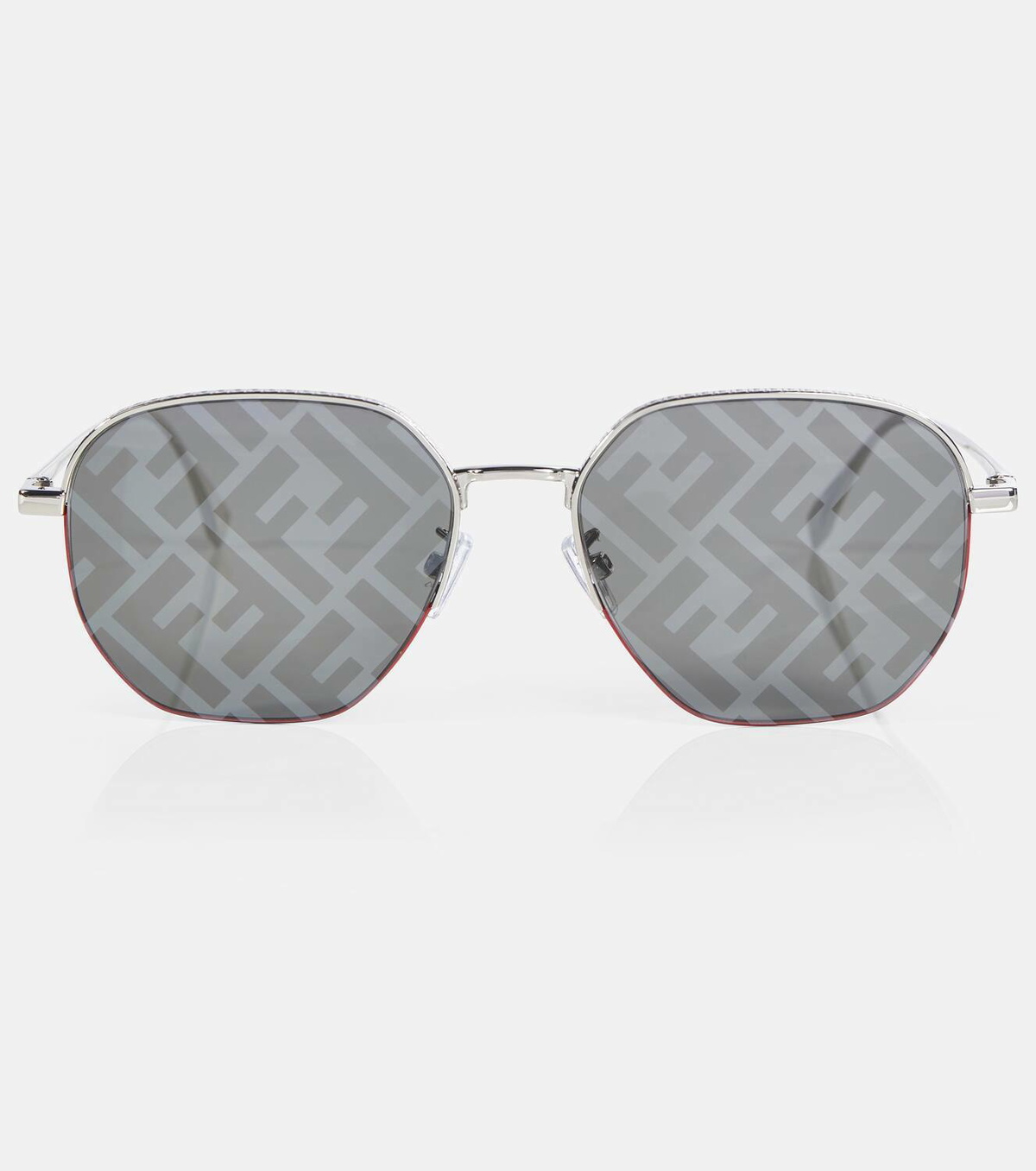 Fendi Aviator Style Grey Lens. Fendi Unisex Sunglasses - Smoke Grey with Logo Lens Gold  main image 3