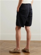 Dunhill - Straight-Leg Pleated Cotton and Linen-Blend Twill Bermuda Shorts - Blue