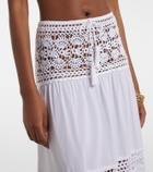 Anna Kosturova Filigree crochet-trimmed cotton midi skirt