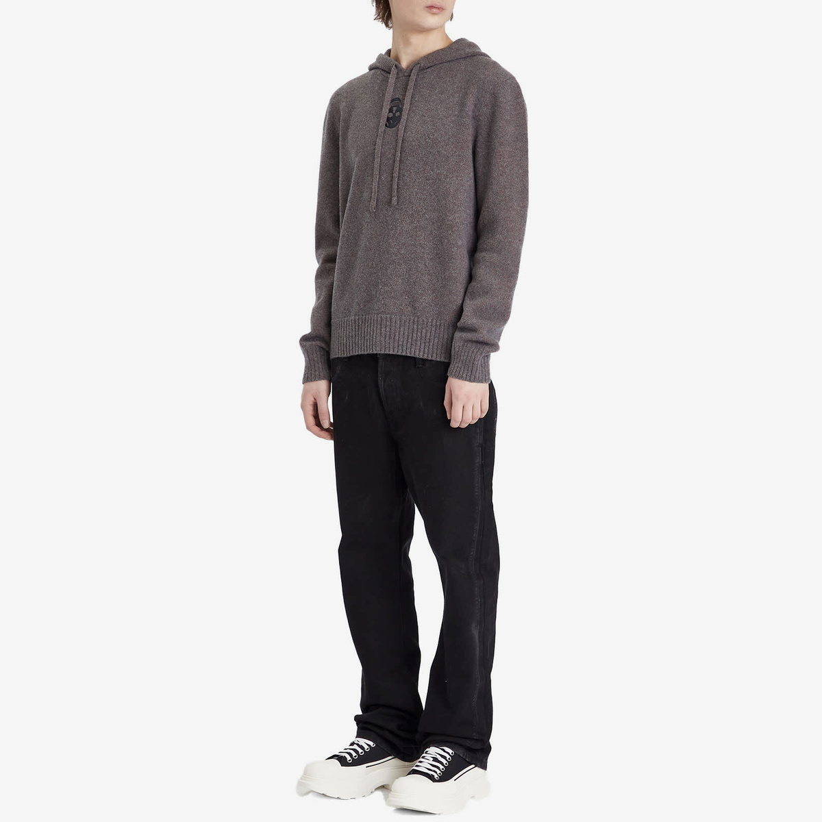 Alexander McQueen Men's Fade Effect Hoodie in Grey Melange/Rust
