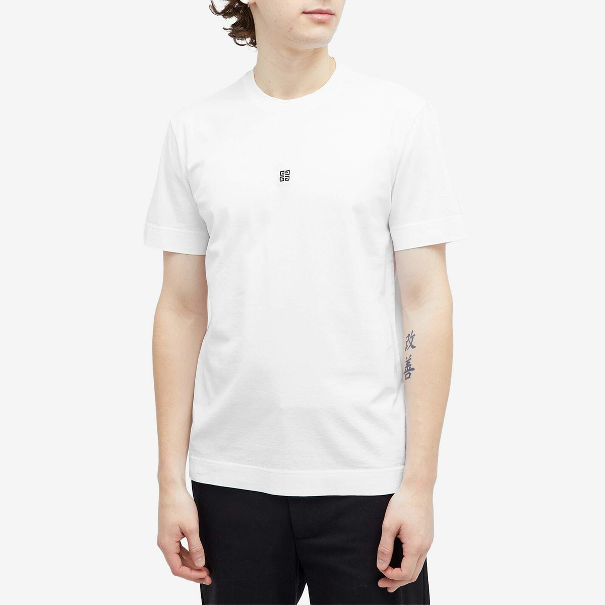 Givenchy Men's Contrast 4G Embroidery T-Shirt in White Givenchy