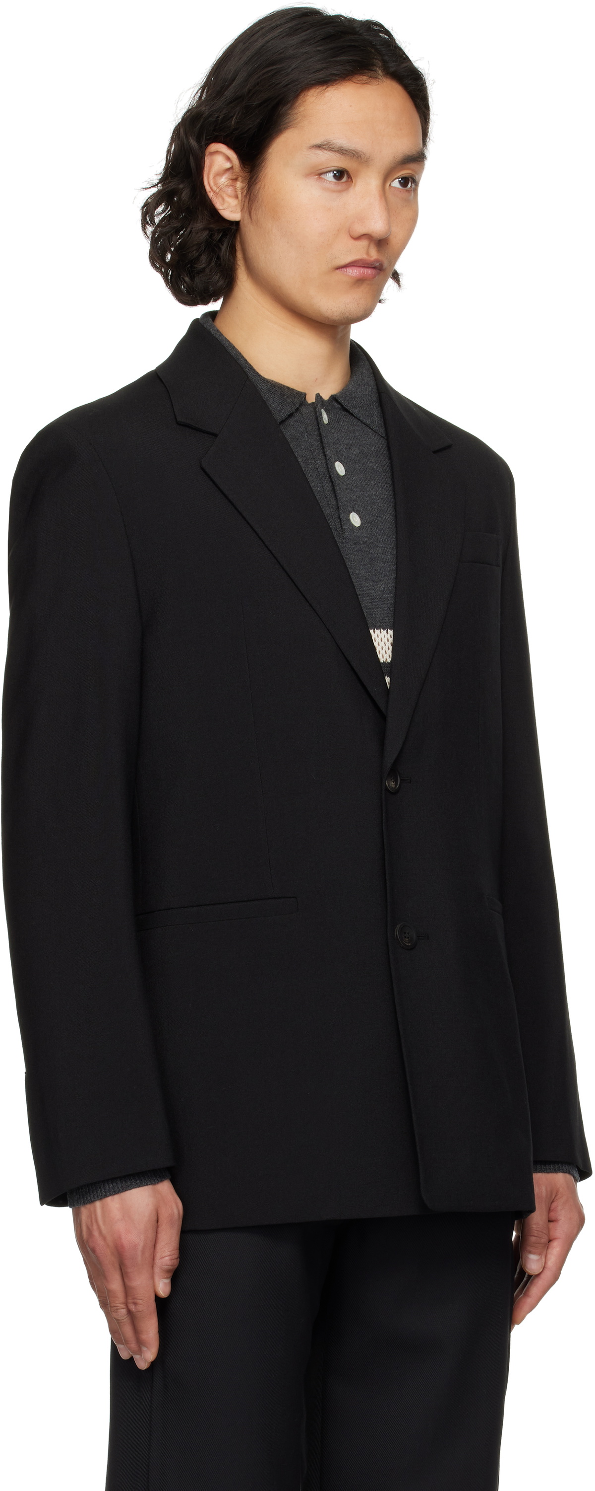 Solid Homme Black Wool Blazer