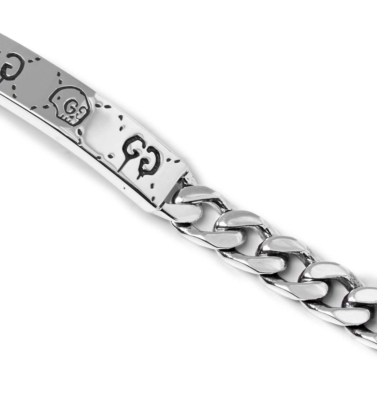 Gucci - Men - Guccighost Engraved Sterling Silver ID Bracelet Silver - 17