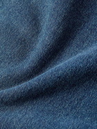 RRL - Distressed Indigo-Dyed Logo-Print Cotton-Jersey Sweatshirt - Blue