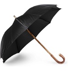 Francesco Maglia - Lord Chestnut Wood-Handle Striped Umbrella - Black