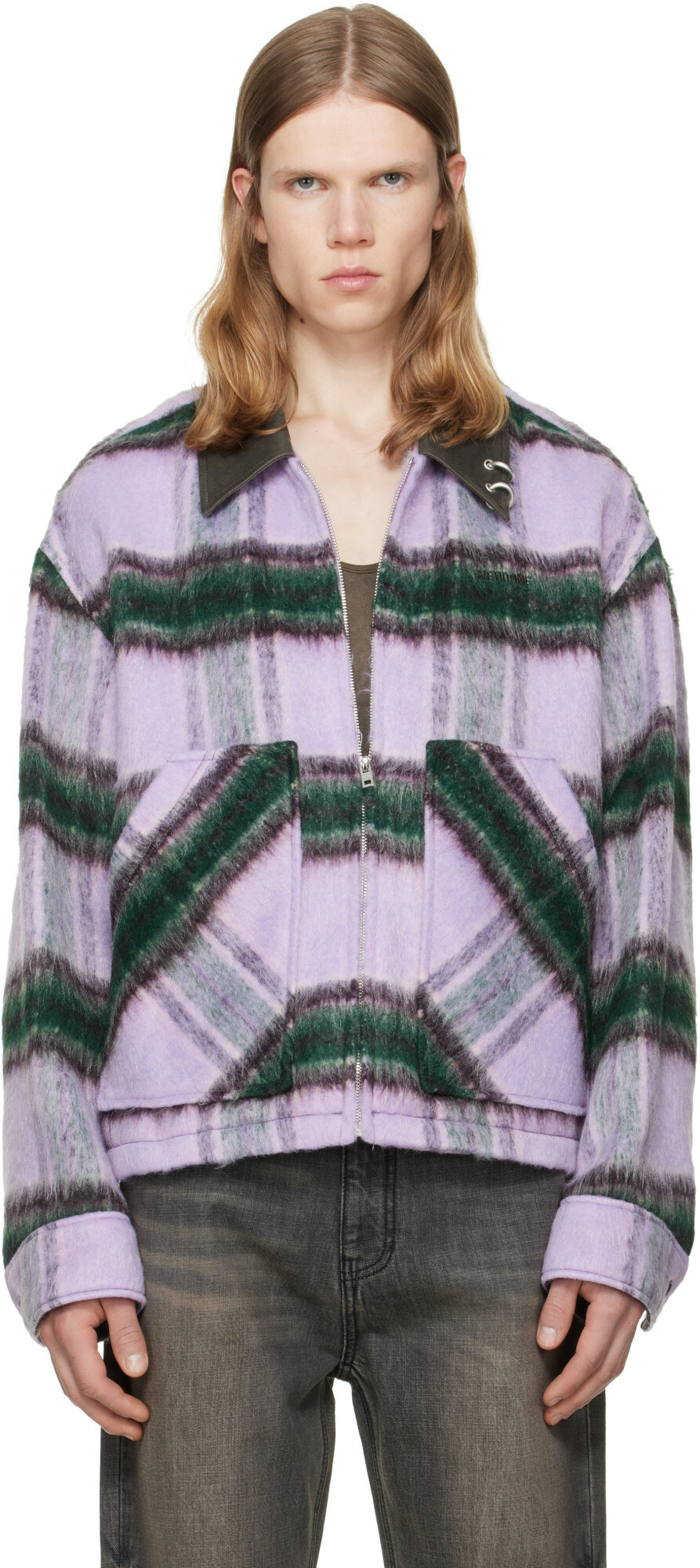 We11done Purple Check Pattern Jacket