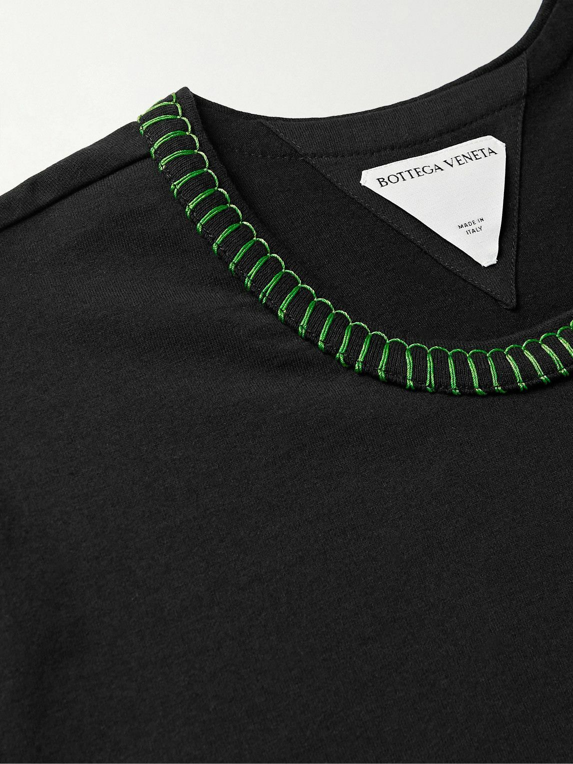 Bottega Veneta - Embroidered Cotton-Jersey T-Shirt - Black Bottega 