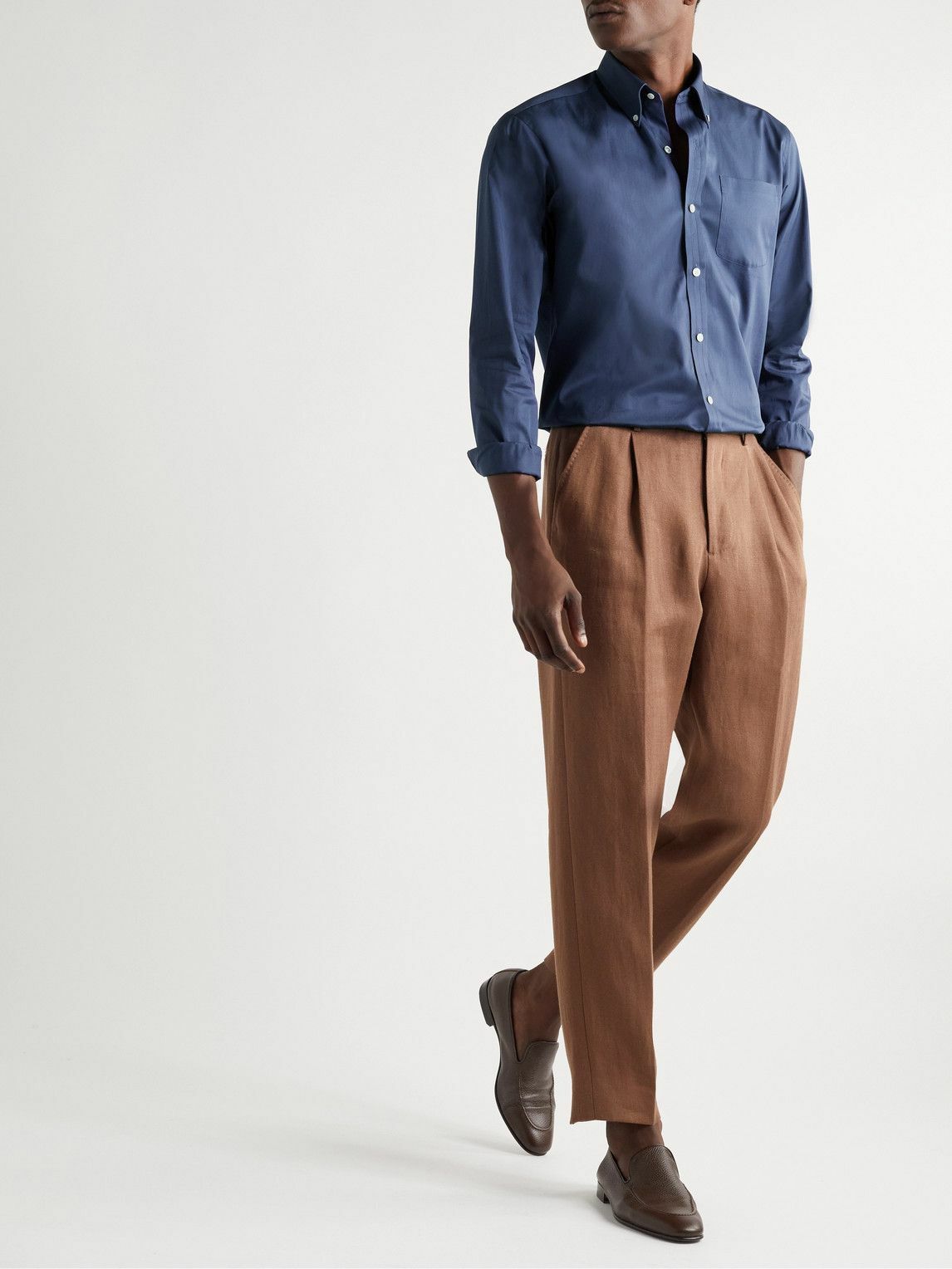 Turnbull & Asser - Suffolk Button-Down Collar Cotton-Poplin Shirt - Blue