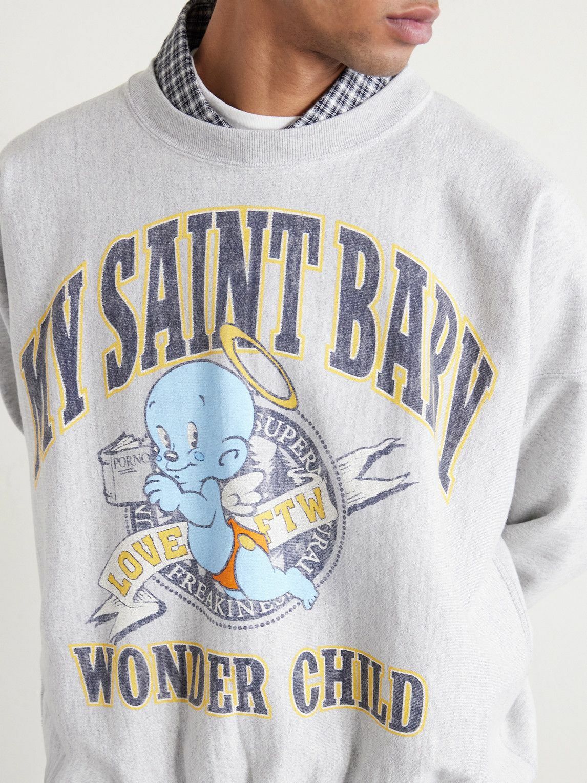 SAINT MXXXXXX - Printed Cotton-Blend Jersey Sweatshirt - Gray