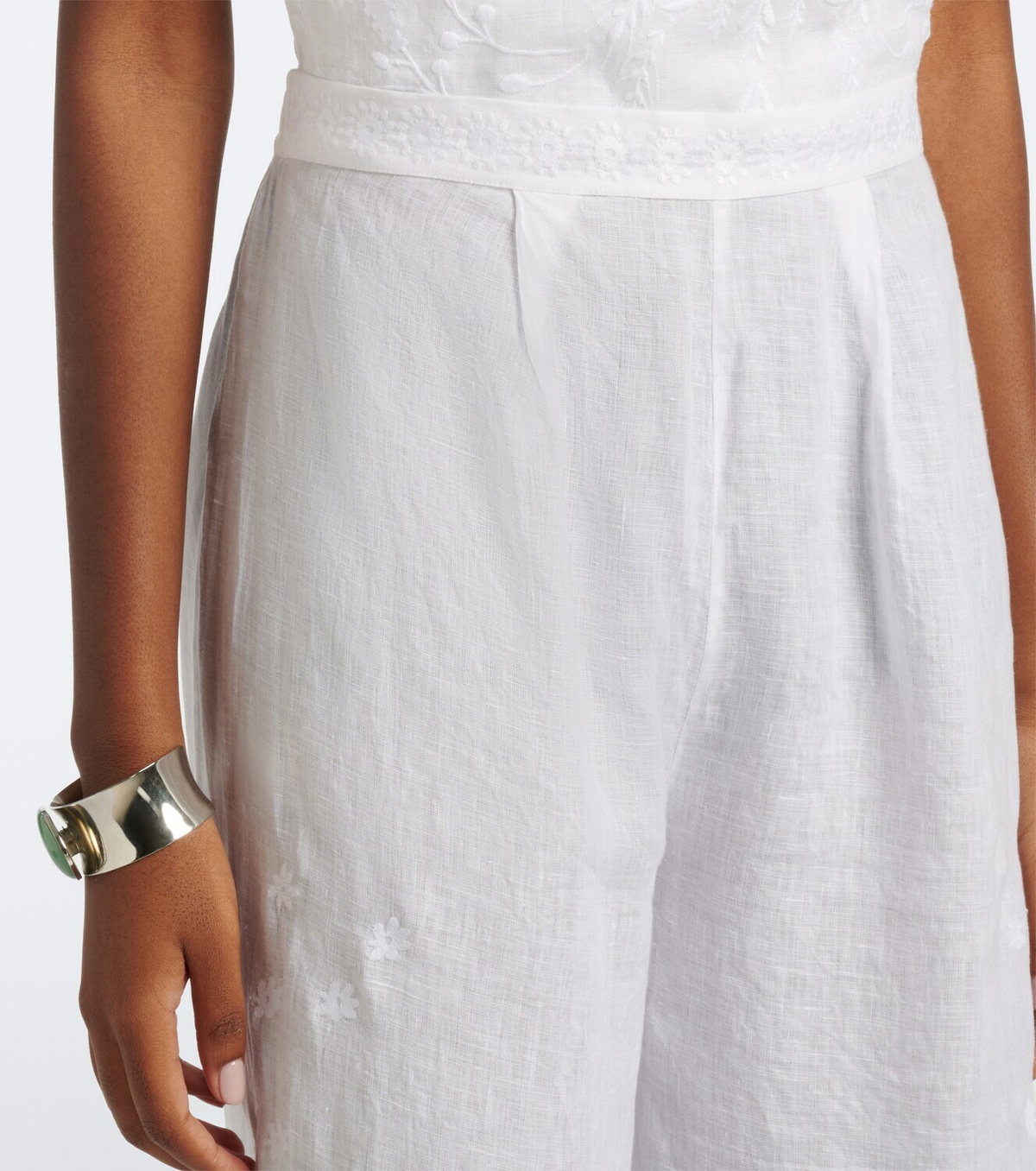 Eres Albatre embroidered linen wide-leg pants