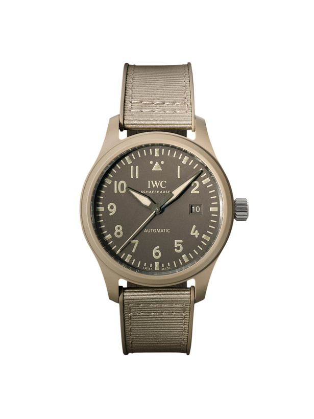 Photo: IWC Schaffhausen - Pilot's Top Gun Mojave Desert Automatic 41mm Ceramic, Rubber and Grosgrain Watch, Ref. No.: IW328106