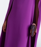 Oscar de la Renta Embellished caped silk-blend georgette gown