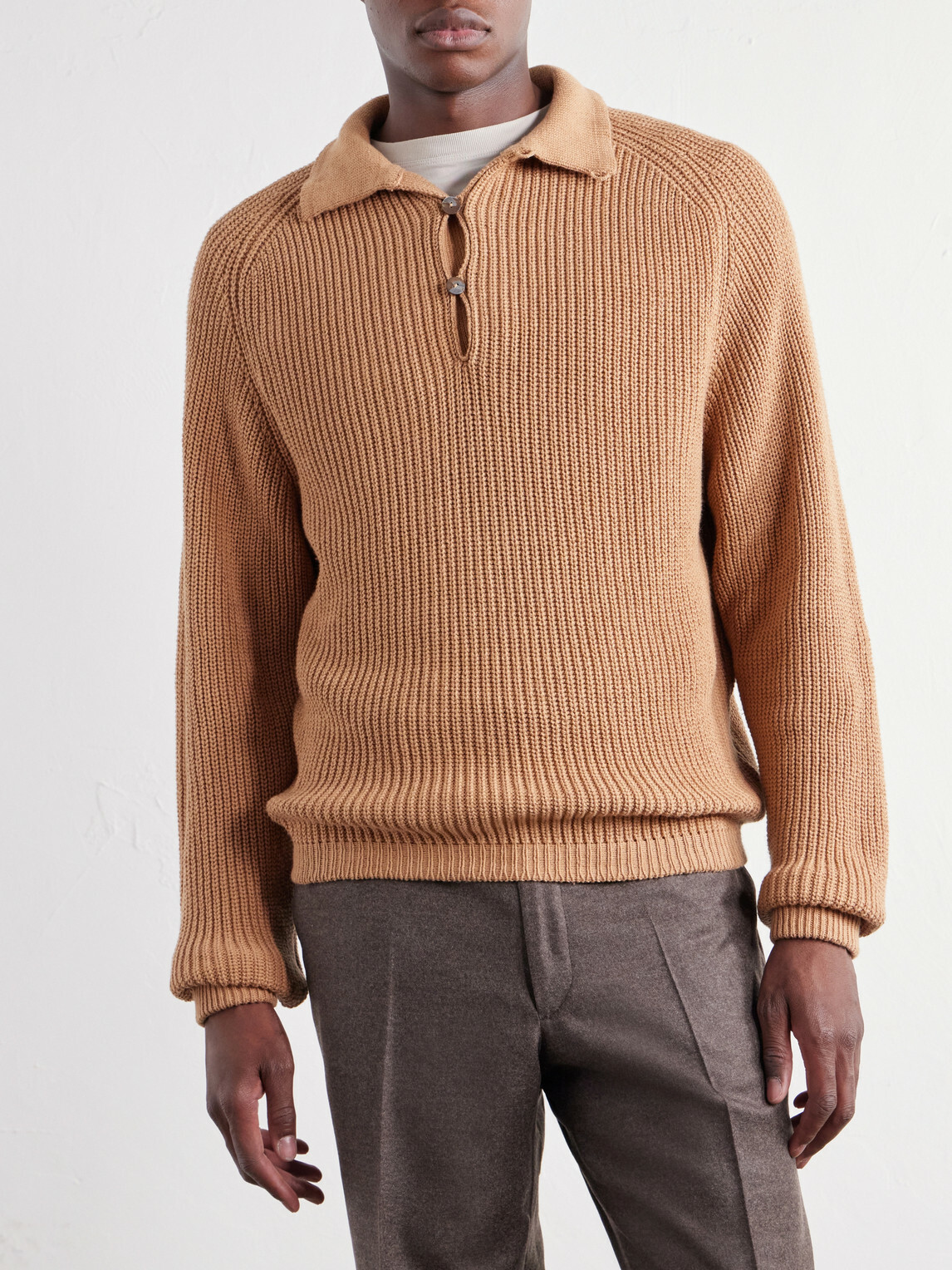 Stòffa - Ribbed Foxfibre® Cotton Sweater - Brown